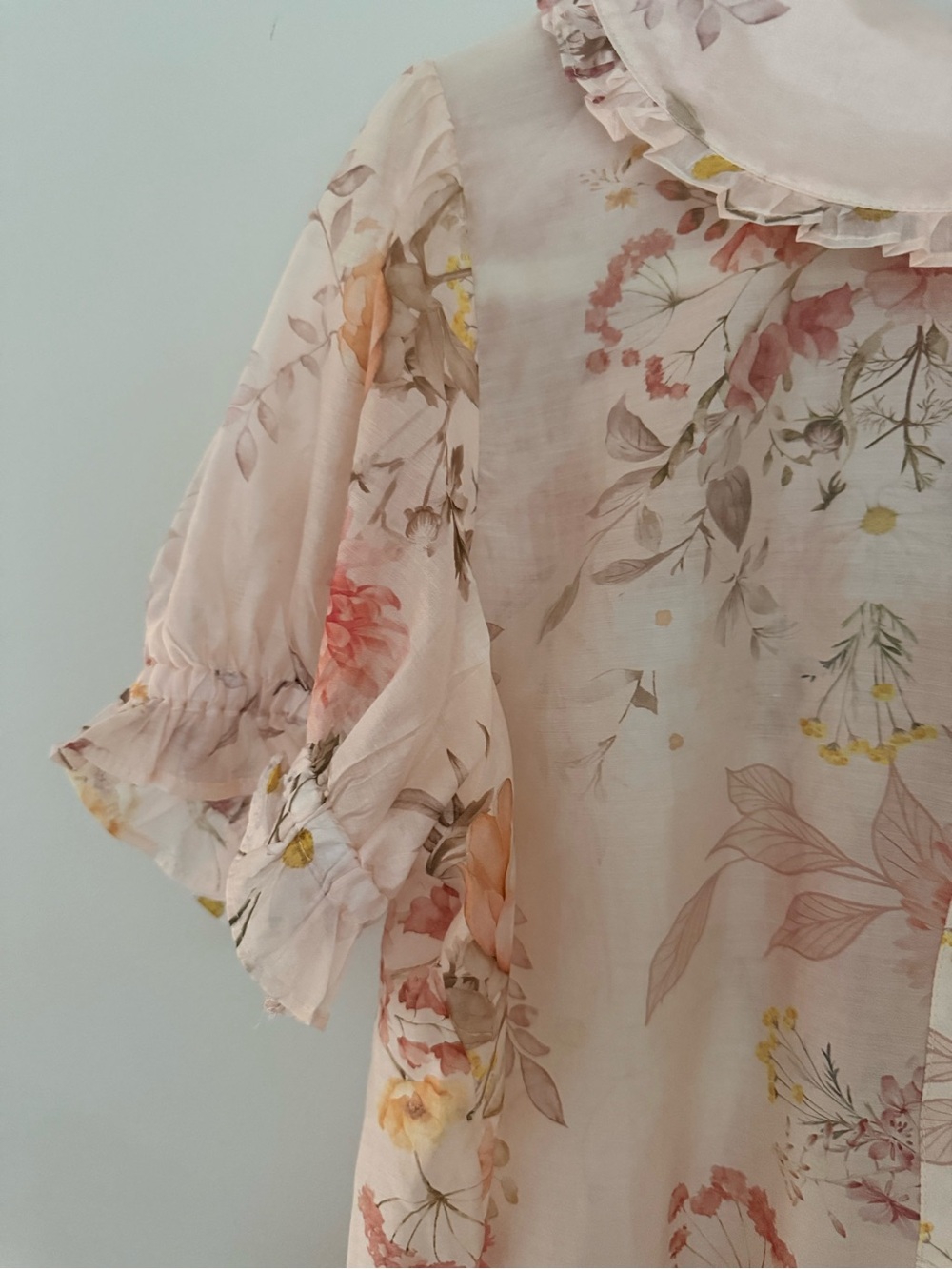 Lucky & Coco Floral Peter Pan Collar Blouse XL Cottagecore Fairy Sheer Top - Picture 4 of 8